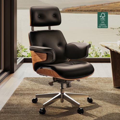 Mathias, Napa Leather Executive Office Chair - Eureka Ergonomic Mathias Executive Office Chair BLACK Front Veiw