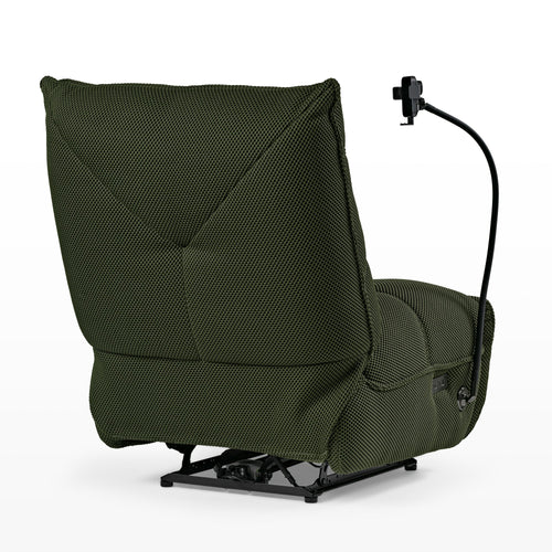 Linx, Recliner with Wireless Charging & USB - Green Linx Power Glider Recliner With Techno 3D Fabric and Phone Holder, Perfect for Modern Living.