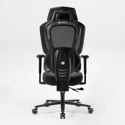 Typhon II Hybrid Ergonomic Gaming Chair - Gaming chair with black and gray design and blue accents on a white background,black