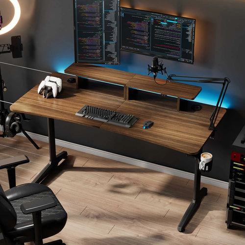 60x27 Office Desk with RGB Monitor Stand - Eureka Ergonomic Game Room with 60x27 Office Desk with RGB Monitor Stand