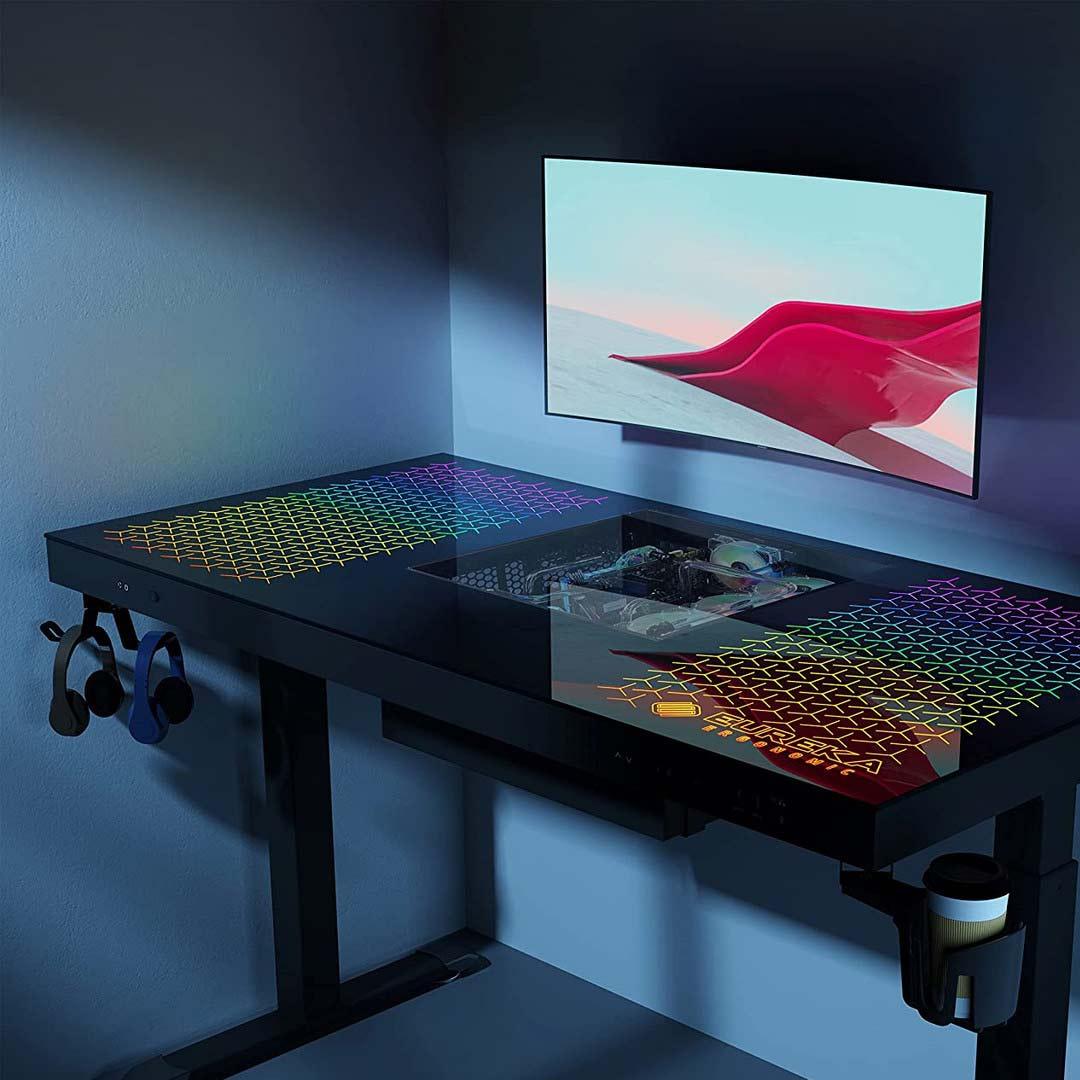 Have You Seen a Glass Gaming Desk With a Built in PC & RGB Lights? - Eureka Ergonomic