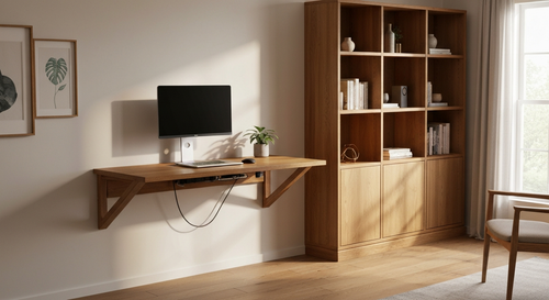 The Floating Desk: Wall Shelves for a Minimalist Office