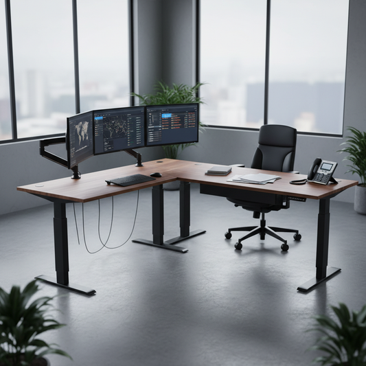 L-Shaped Desk Layouts for Dual-Zone Logistics Management