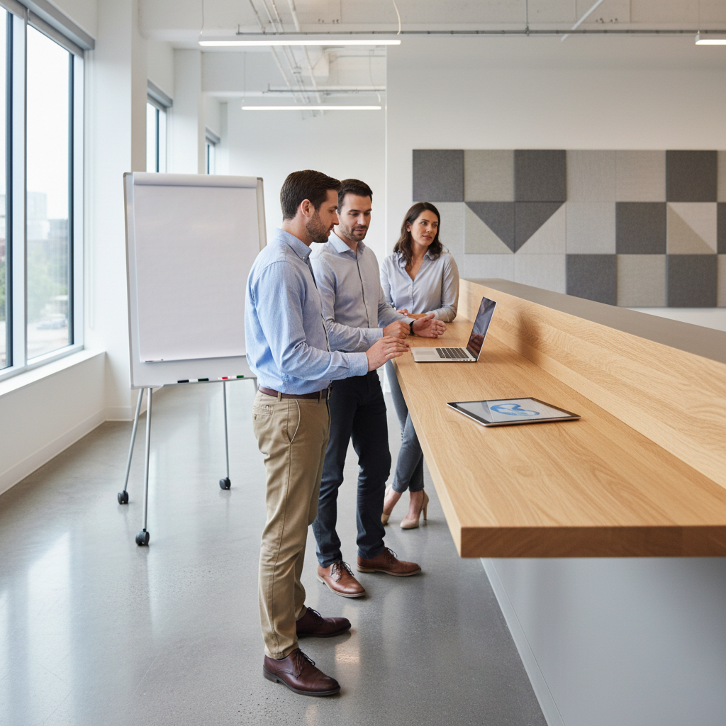 Standing Huddle Spots: Using Wall Shelves for Quick Syncs