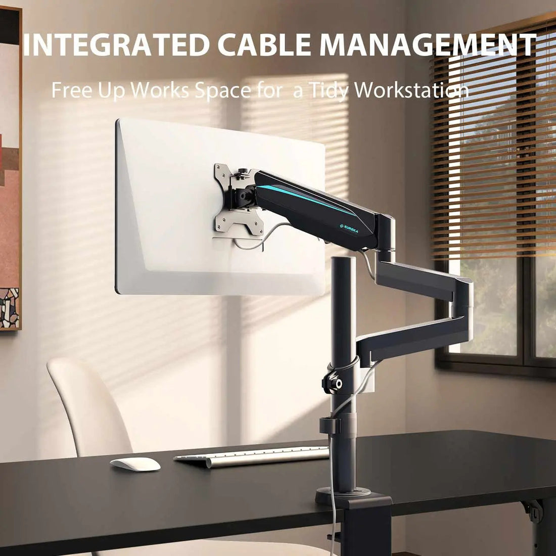 Single Monitor Arm - Eureka Ergonomic Monitor Arm With Integrated Cable Management for a Tidy Workstation.