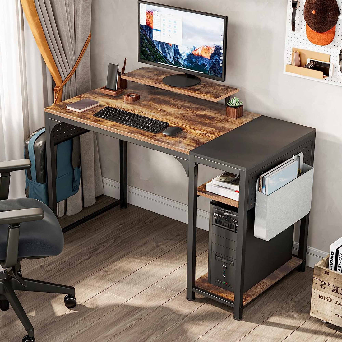 47x23 Office Desk with Storage Space - Eureka Ergonomic 47'' Modern Home Office Desk, Rustic Brown