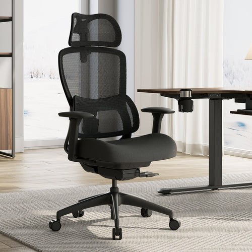 Lark, Adjustable Lumbar Ergonomic Office Chair - Lark Ergonomic Office Chair, Black Mesh Back, Adjustable Lumbar Support, Ideal for Home Office Use.