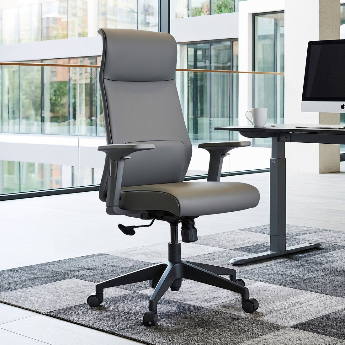 Valen, Microfiber Leather Office Chair - Eureka Ergonomic Valen Microfiber Leather Executive Office Chair Off-White Front View