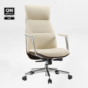 Royal Slim Executive Office Chair - Cream Leather With Ergonomic Design, Cnn Editors' Pick 2024.