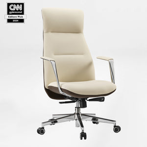 Royal Slim Executive Office Chair - Cream Leather With Ergonomic Design, Cnn Editors' Pick 2024.