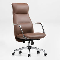 Royal Slim Executive Office Chair in Brown Leather With Ergonomic Design, Chrome Base, Perfect for Office Comfort.