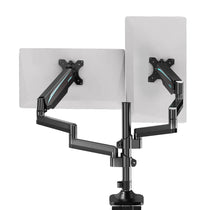 Eureka Ergonomic Dual Monitor Arm in Black, Supports Two Screens for Enhanced Workspace.