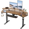 Aero Pro, 72x23 Wing Shaped Standing Desk with Accessories Set - Walnut