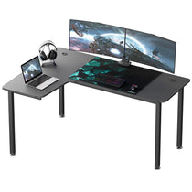 Eureka Ergonomic L-Shaped Gaming Desk With Triple Monitors - Black Office Desk.