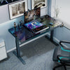GTG-EVO, 55x27 Glass Desktop Standing Desk with PC Case - Black