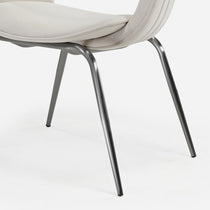 Shanean Velvet Dining Chair Detail, Off-White Velvet, Metal Legs, Modern Dining Chair.