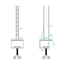 Aegispeg Board Technical Drawing, Adjustable Monitor Arm Dimensions Shown for Desk Organization.