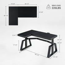 GTG-L60 Pro, L shaped Glass Gaming Standing Desk (60"x23")
