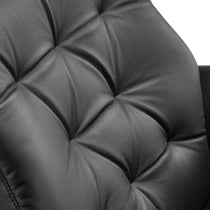 Close-Up of Black Top-Grain Leather With Diamond Stitching On Matteo Lounge Chair, Highlighting Comfort and Quality.