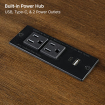 Farmhouse Desk Built-In Power Hub With Usb, Type-C, and Two Power Outlets. Modern Desk Design for Home Office.