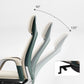 Eureka Ergonomic Serene executive chair shows 90 to 135 degree recline adjustment with cream perforated Napa leather.