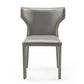 Modern Saddle Leather Dining Chairs Set of 2, Gray