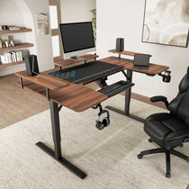 Eureka Ergonomic 74 U-Shaped Standing Desk, Wood Finish, Ergonomic Setup for Productivity and Comfort.