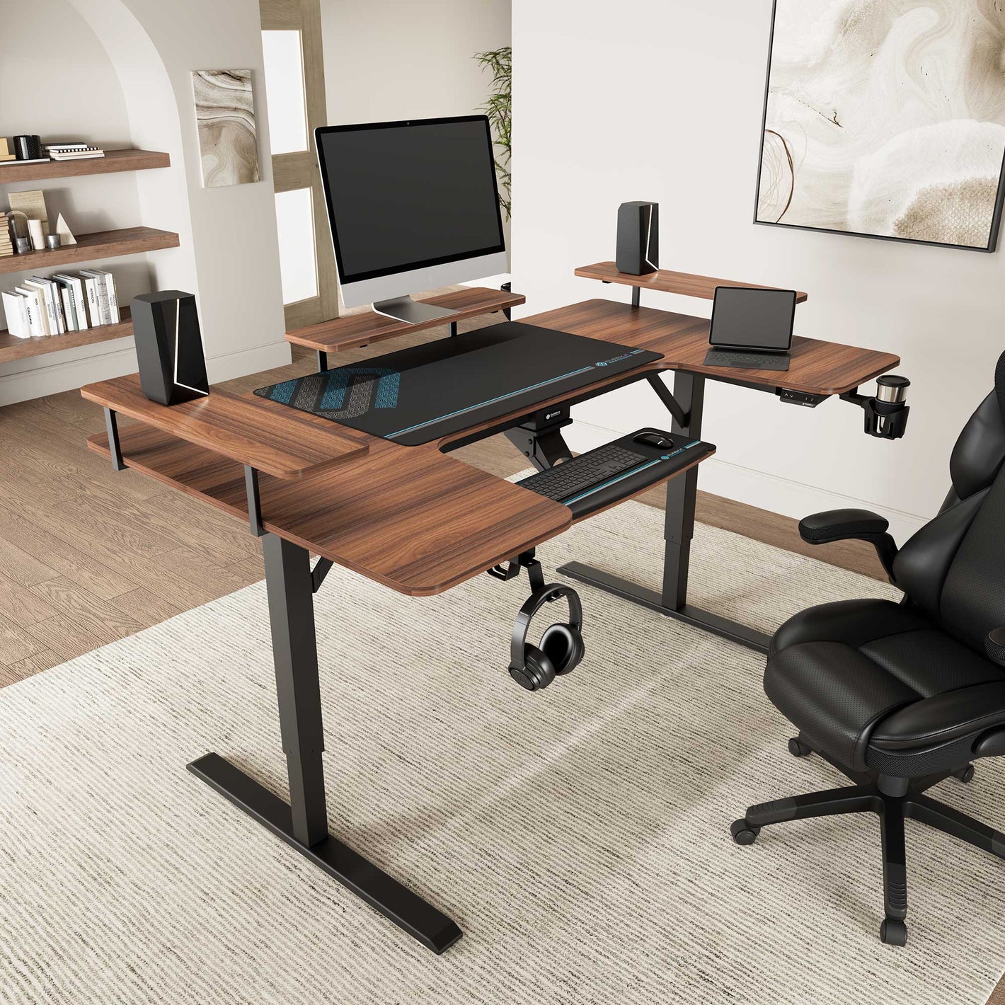 Eureka Ergonomic U-shaped standing desk in a home office