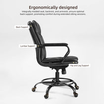 Regal Pu Leather Office Chair, Ergonomic Design With Back, Lumbar, Hip Support, Black Upholstery.