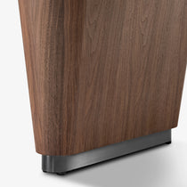 Magma Executive Desk Detail: Walnut Wood Veneer Leg With Brushed Metal Base, Modern Design.