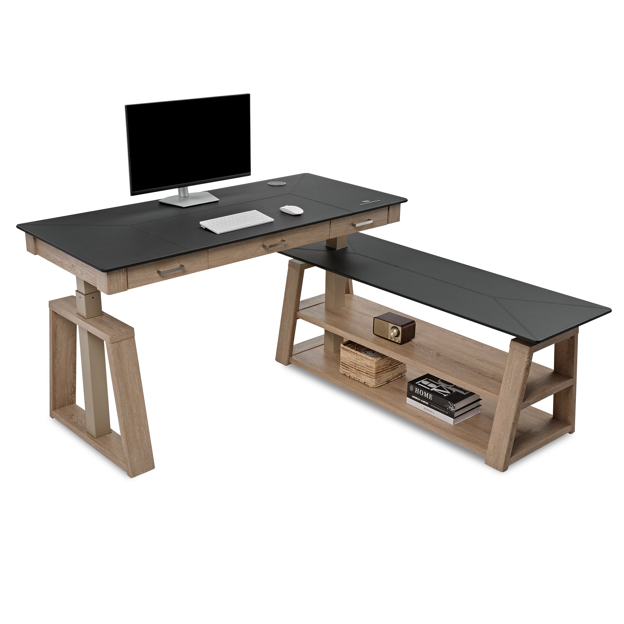 Eureka L Shape Excuetive Standing Desk with Storage Shelf for Home 