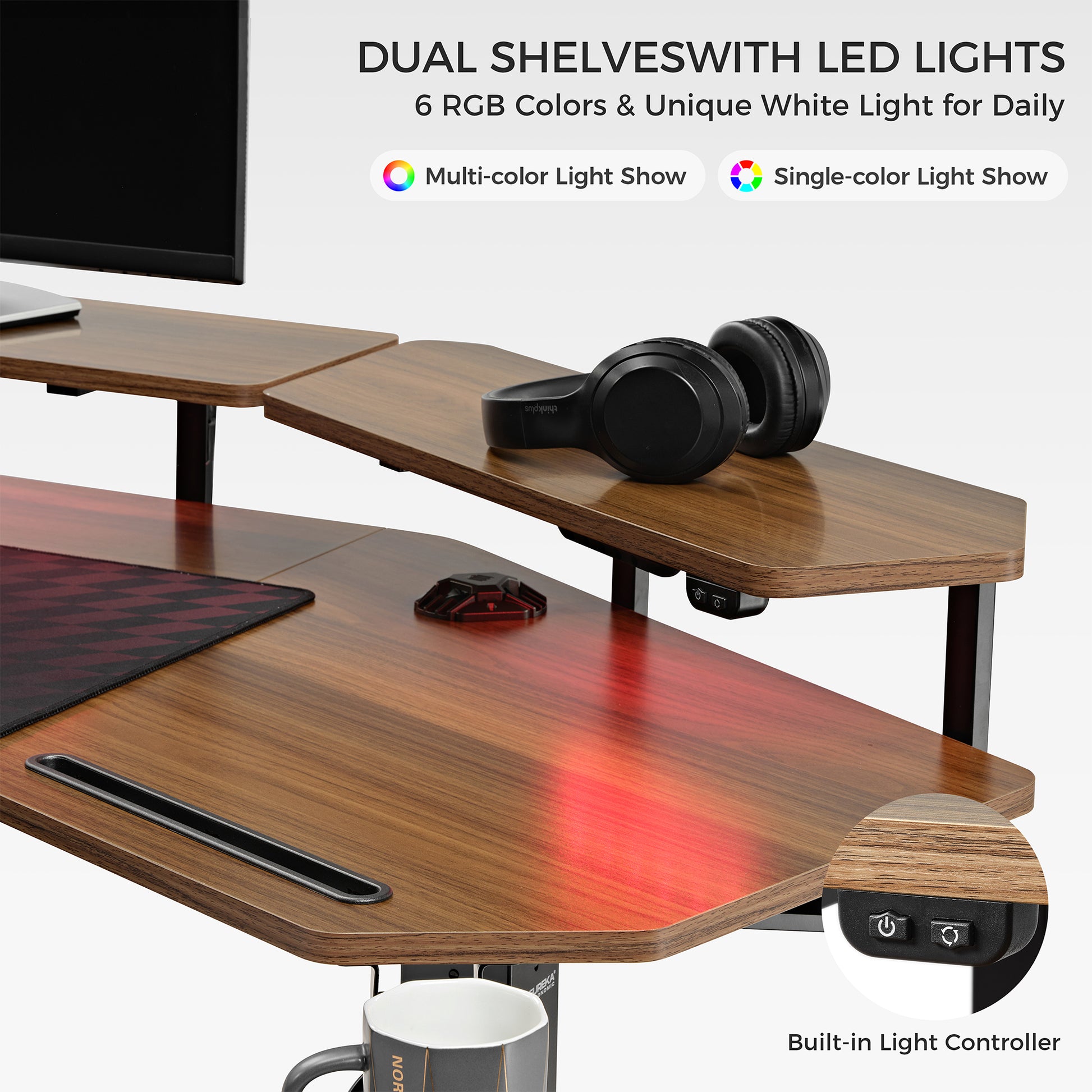 Monitor Shelves with Bulit-in Light control