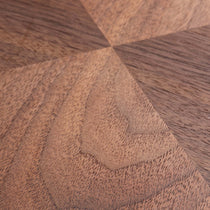 Walnut Wood Detail On CT04 Coffee Table. Close-Up of Natural Wood Grain On Modern Living Room Furniture.