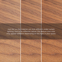 51 Walnut Oval Coffee Table - Close-Up of Walnut Veneer, Showing Grain Detail and Color Variations.