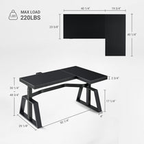 GTG-L60 Pro, L shaped Glass Gaming Standing Desk (60"x23")