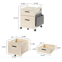 23 Rolling File Cabinet With Drawer - Light Wood Finish, and Fabric Storage Bag - Office Organization.