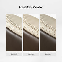 Royal Slim Executive Office Chair Champagne Leather Detail, Showing Color Variation With Lighting, Ergonomic Design.