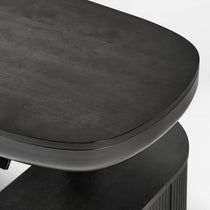 Eureka Ergonomic Opal executive fluted  standing desk Black Display of the desktop wood grain texture