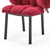 Rlesana Red Velvet Dining Chair With Quilted Seat, Black Metal Legs. Luxurious Dining Room Furniture.