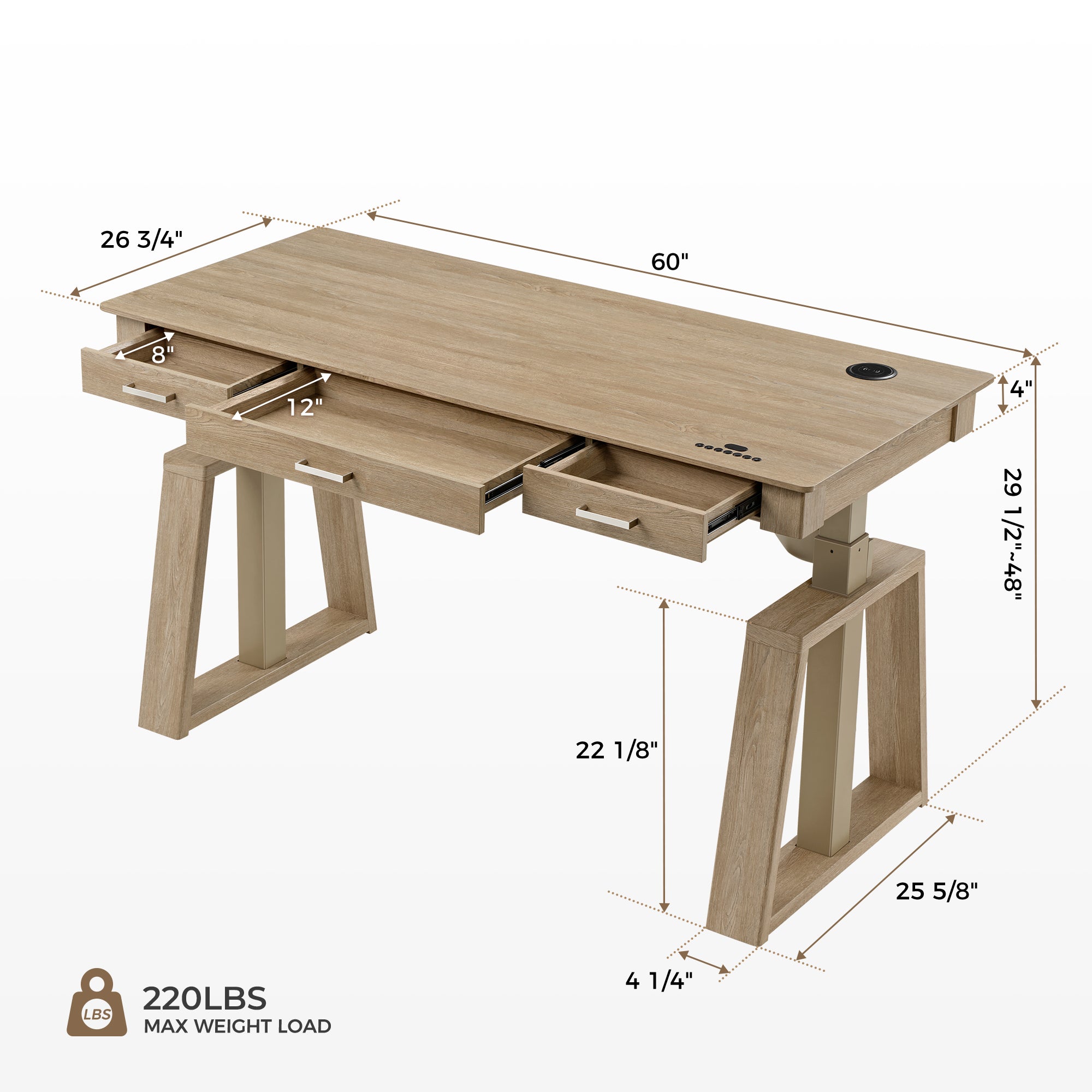 Eureka Ergonomic 60'' Executive Standing Desk with Drawers