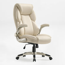 Galene Office Chair in Cream Faux Leather, Ergonomic Design for Workspace Comfort and Style.