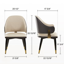 Anareli Upholstered Dining Arm Chair Dimensions: Beige Faux Leather With Gold Accents, Modern Dining Room Furniture.