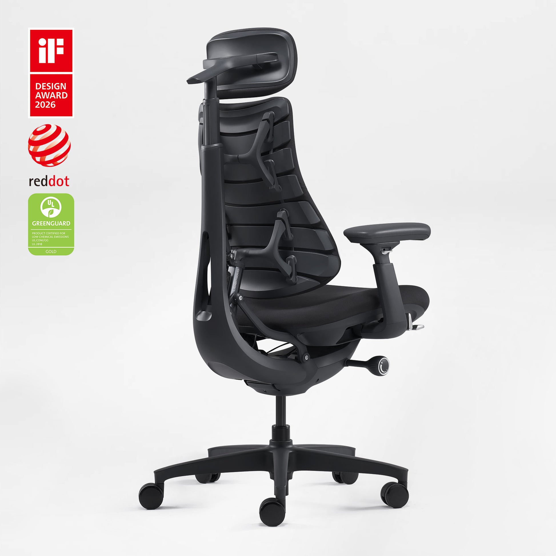 LiberNovo Omni Ergonomic Office Chair featuring Bionic FlexFit Backrest for Dynamic Spinal Support, Midnight Black
