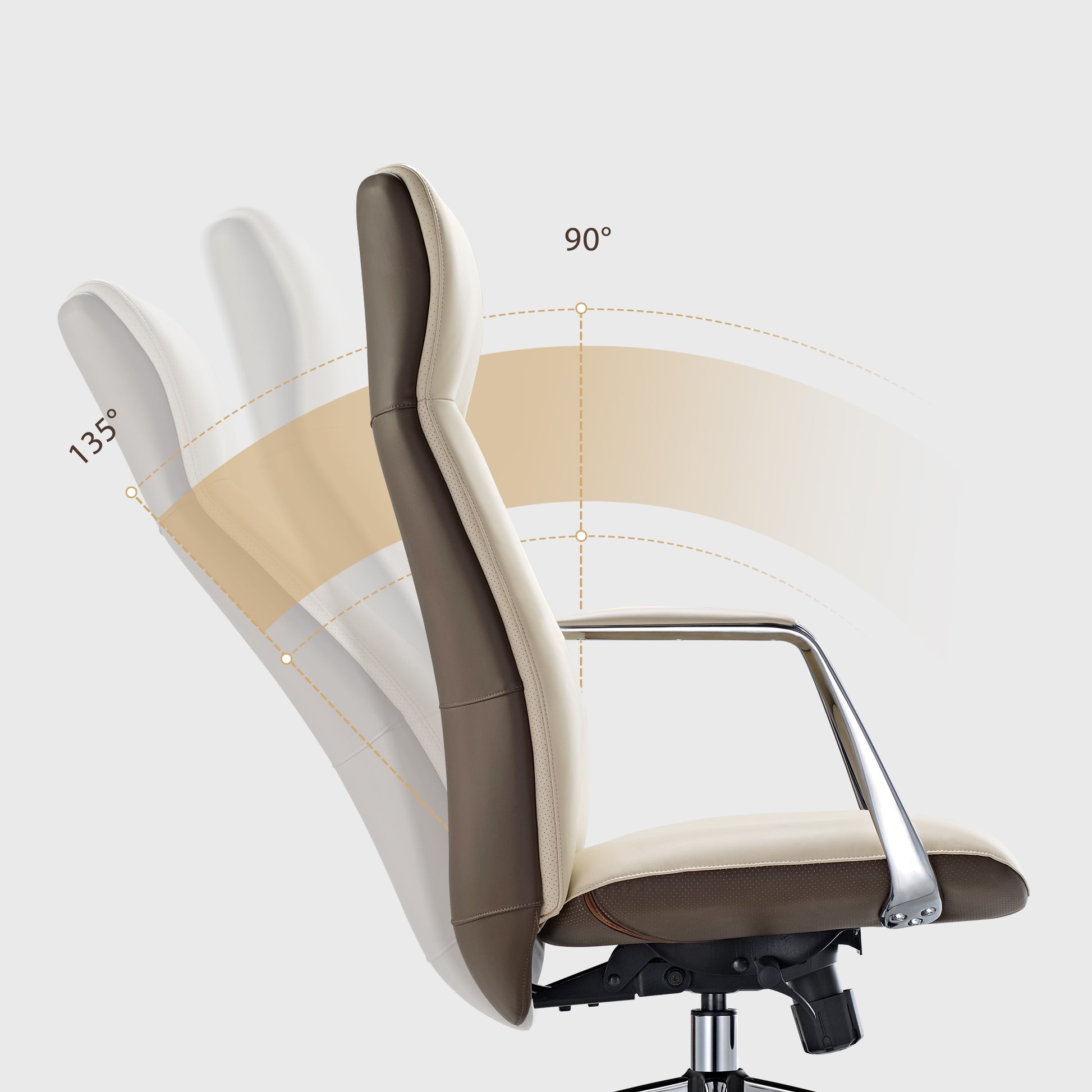 Royal Slim OC08 Leather High Back Executive Office Chair, Beige White  Back Recline