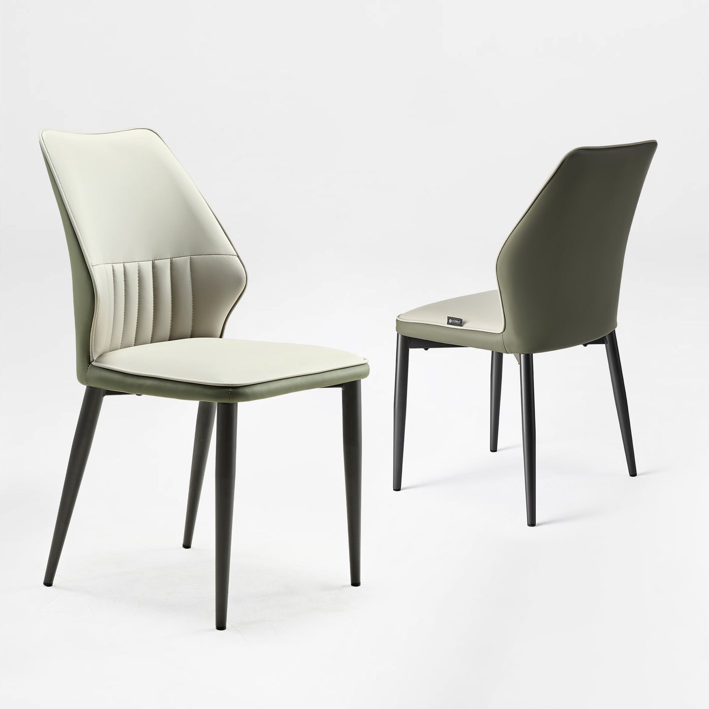 Ember, Upholstered Dining Side Chair Set of 2, Gray & Bottle Green
