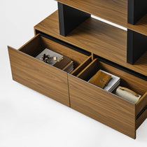 Eureka Ergonomic Ark 78 inch walnut bookshelf with two spacious drawers for concealed storage