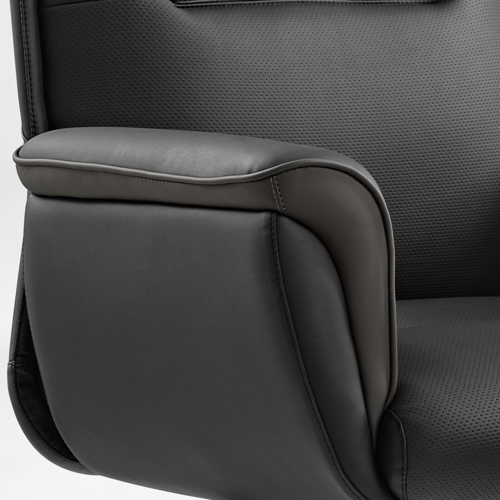 Royal Executive Office Chair Black Microfiber Leather Armrests, Thickened Padding for Enhanced Comfort.