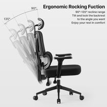 Eureka Ergonomic Exis ergonomic office chair demonstrating its 90°-145° recline and rocking function.