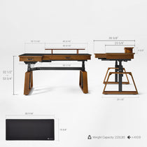 Eureka Ergonomic Ark Pro sintered stone desk measurement views