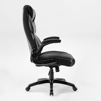 Galene Black Faux Leather Office Chair, Ergonomic Design for Workspace Comfort.